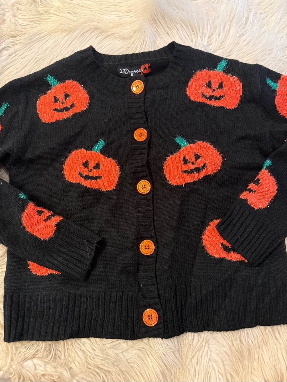 33 Degrees womens Black Pumpkin Cardigan Jacket